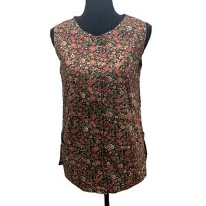 Vintage 1970's Apron w/ Pockets Floral Print Button Front Farmhouse Cottage Art